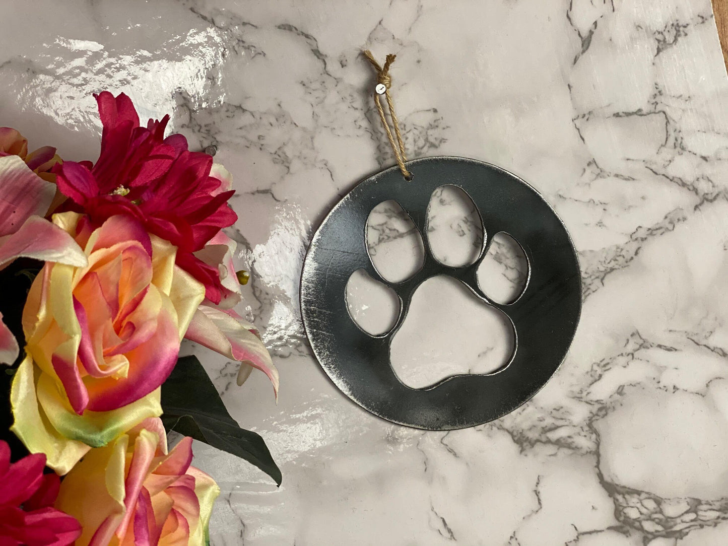 Dog Cat Paw Pet Memorial Brushed Steel Effect Metal Art Wall Hanging Present G image 4