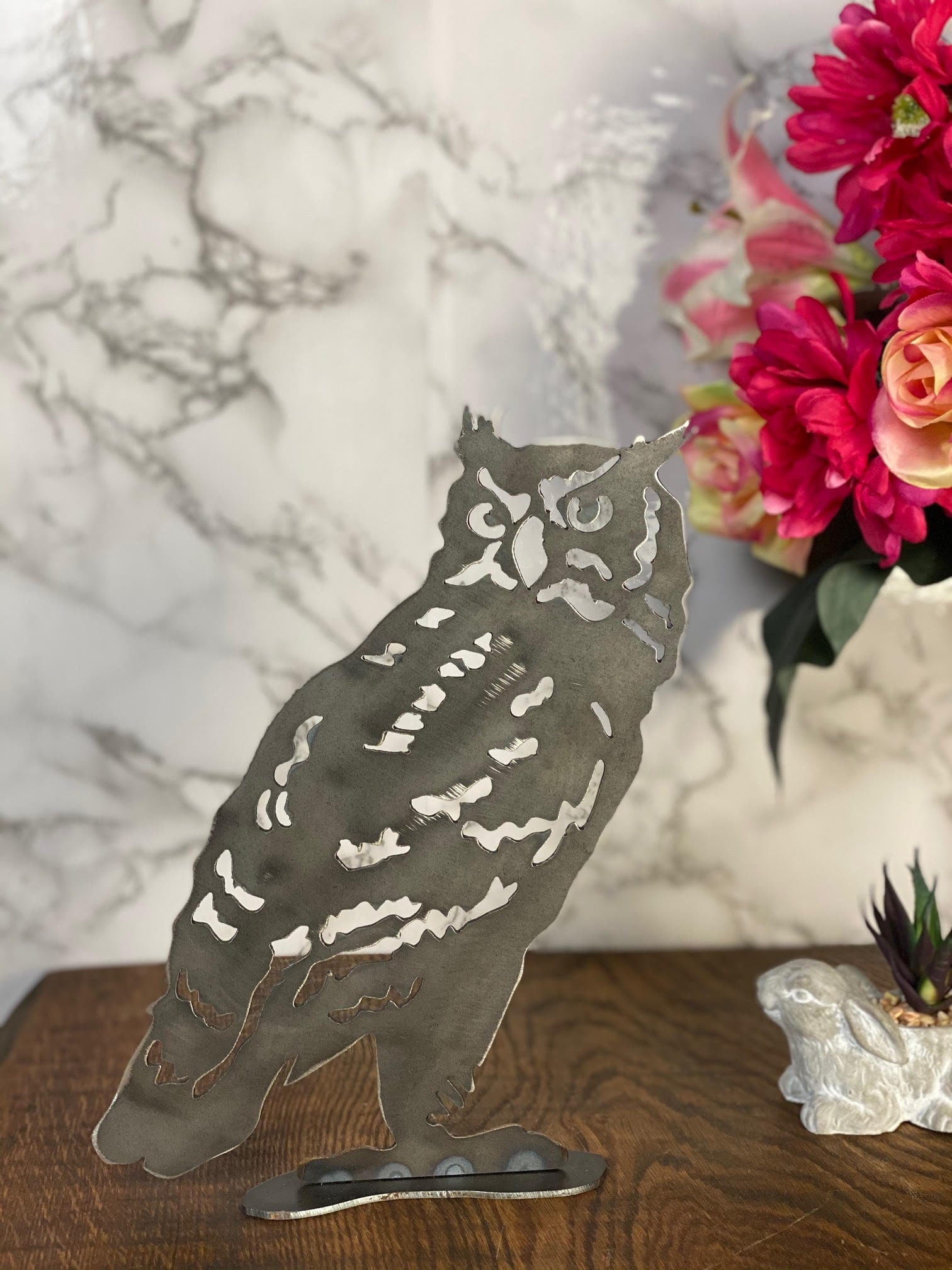 Watching Tawny Owl Barn Owl Bird Wildlife Brushed Steel Home Interior Design P image 2