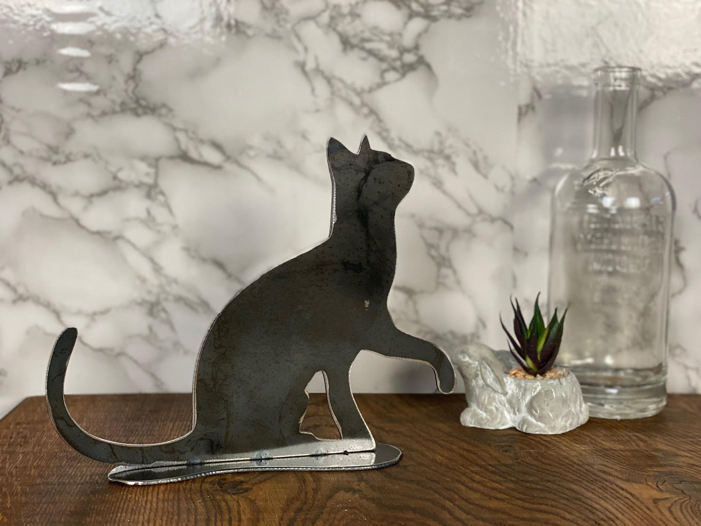 Cat Feline Pussy Cat Paw Brushed Steel Art Home Interior Design Present Gift I image 1