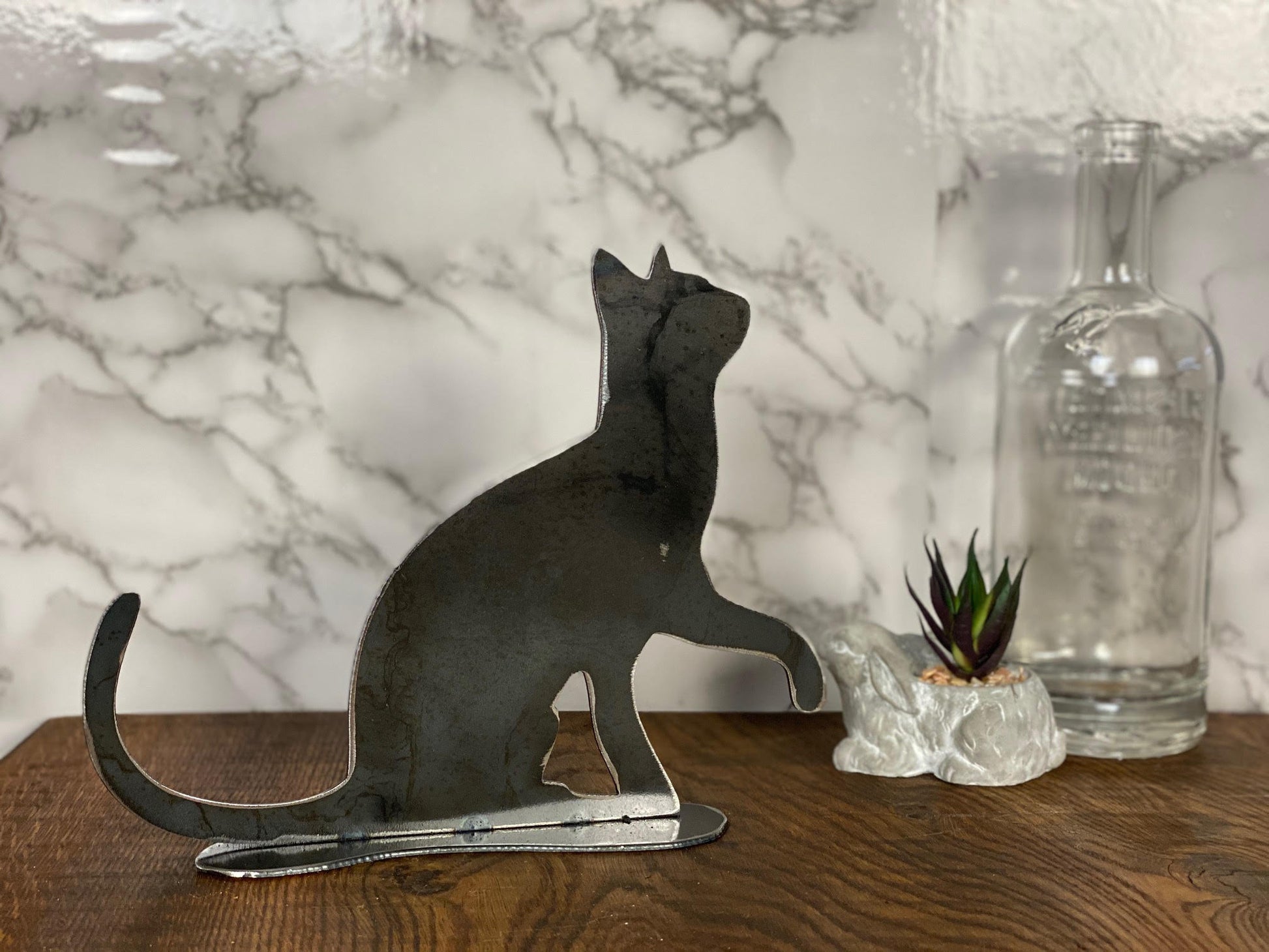 Cat Feline Pussy Cat Paw Brushed Steel Art Home Interior Design Present Gift I image 1