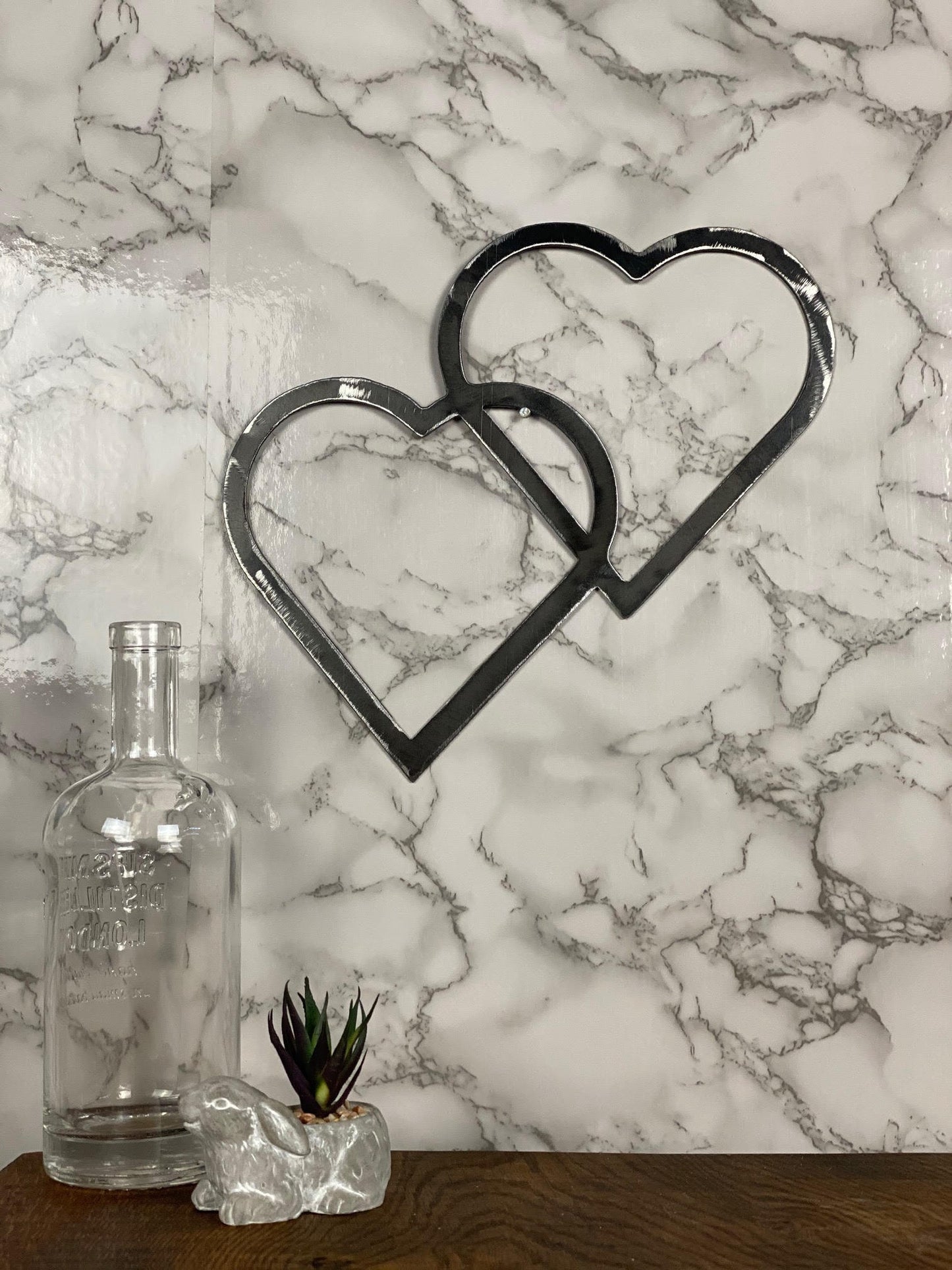 Love Heart Geo Shapes Brushed Steel Wall Art Modern Home Design Present Gift I image 3