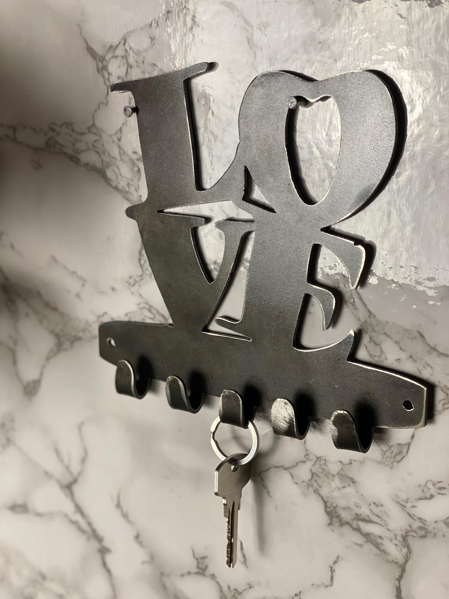 LOVE Love Home Sweet Home Hearts Key Hook Key Rack Brushed Steel Home Design P image 1
