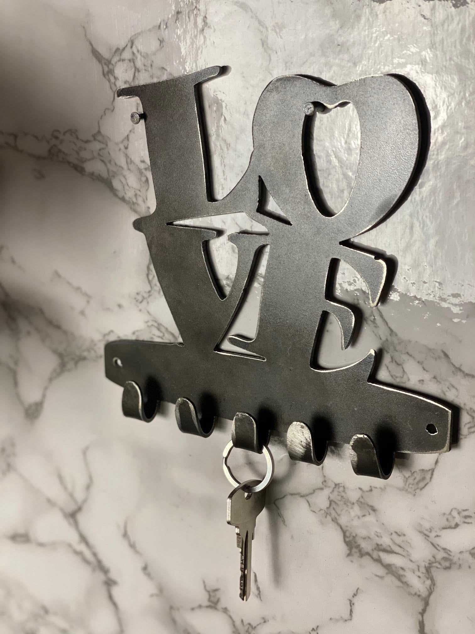 LOVE Love Home Sweet Home Hearts Key Hook Key Rack Brushed Steel Home Design P image 1