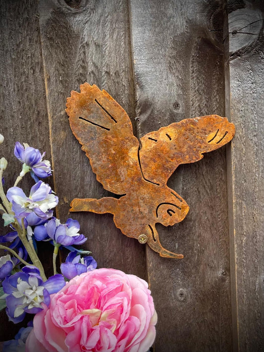 Flying Owl Barn Owl Wildlife Rustic Rusty Garden Art Yard Art Present Gift Ide image 0