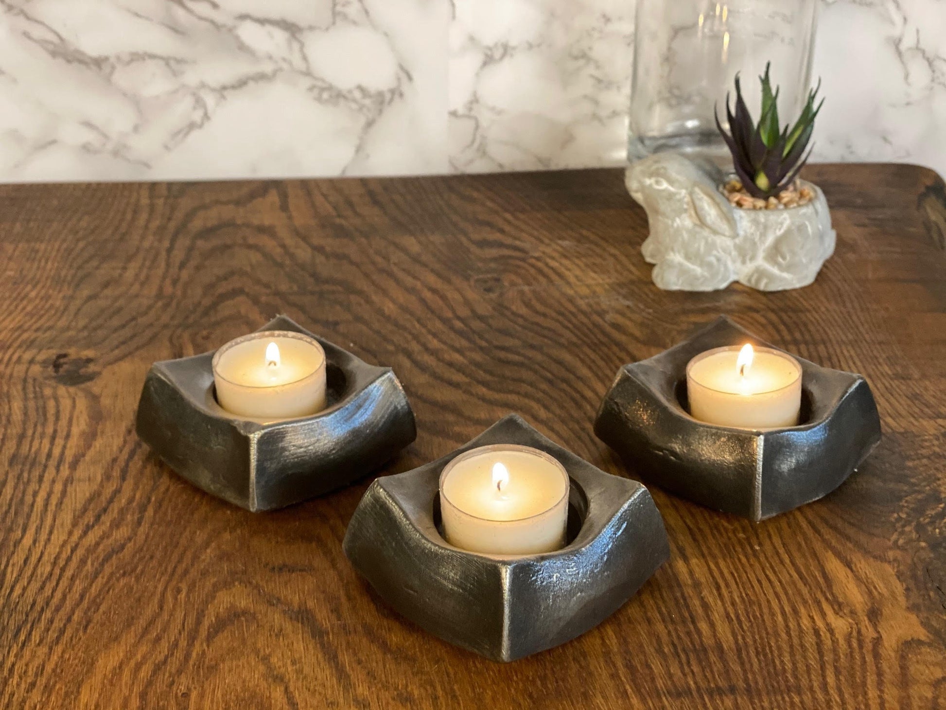 Handmade Candle Holders Tea Light Brushed Steel Modern Home Design Present Gif image 6