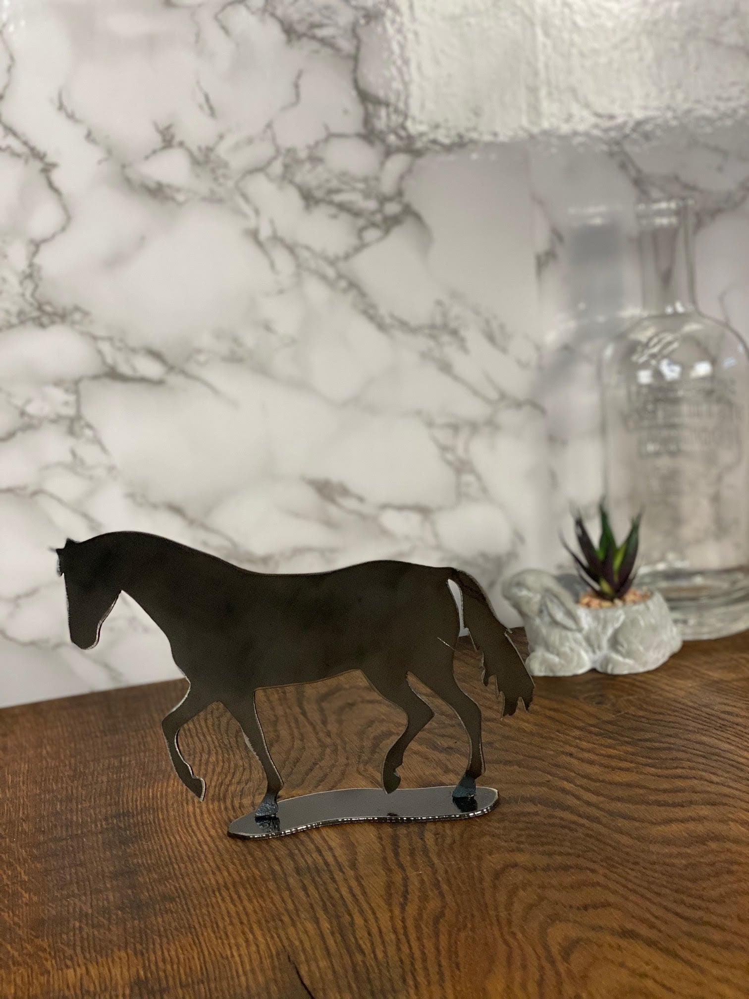 Horse Pony Equine Equestrian Stables Brushed Steel Art Home Interior Design Pr image 3