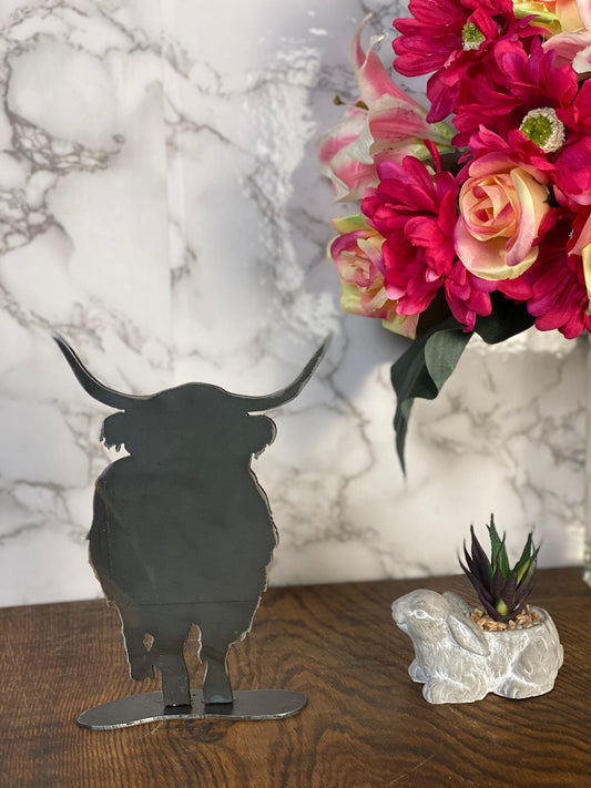 Highland Cow Moo Farming Beef Cattle Brushed Steel Metal Art Home Interior Des image 0