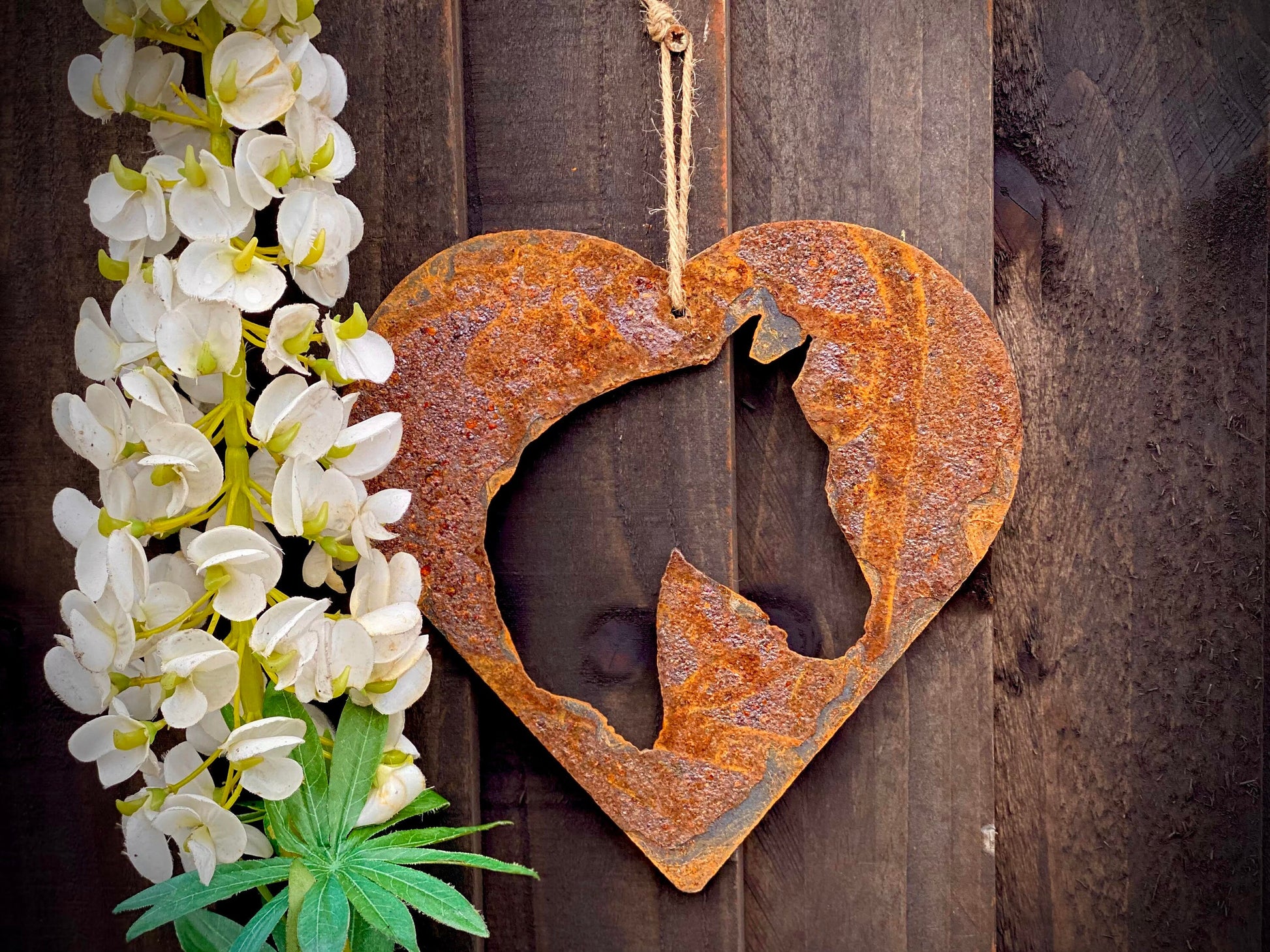 Love Heart Horse Pony Equestrian Equine Pet Memorial Rustic Rusty Art Wall Han image 0