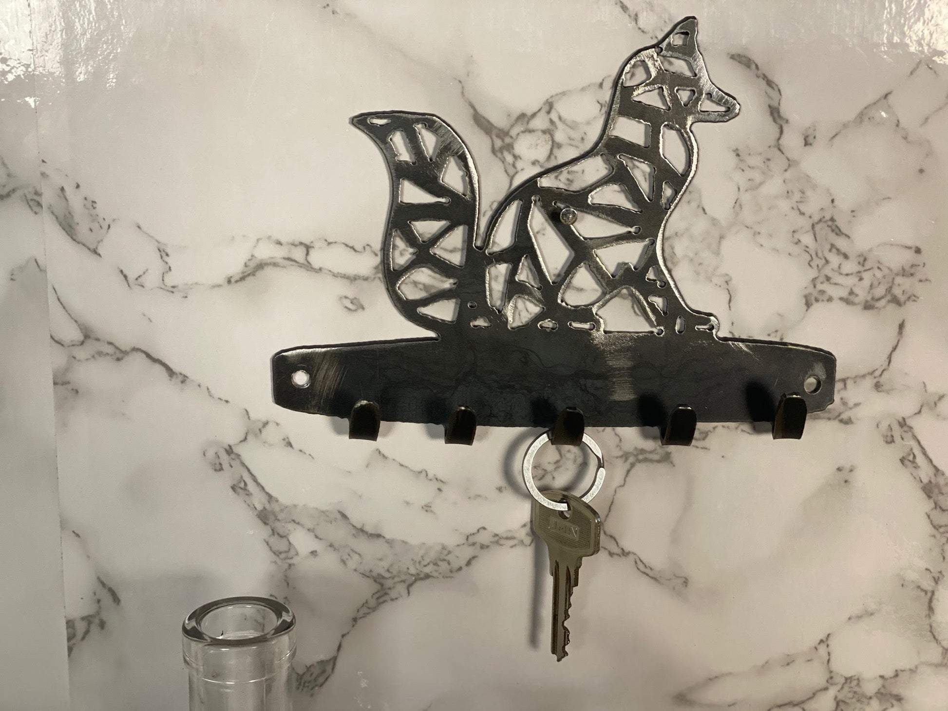 Fox Geometric Geo Modern Art Key Hook Key Rack Brushed Steel Home Design Prese image 0