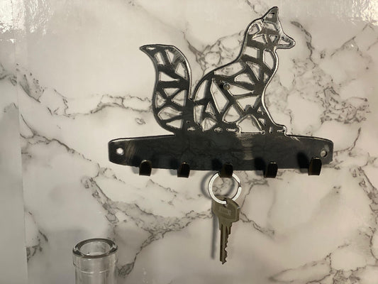 Fox Geometric Geo Modern Art Key Hook Key Rack Brushed Steel Home Design Prese image 0