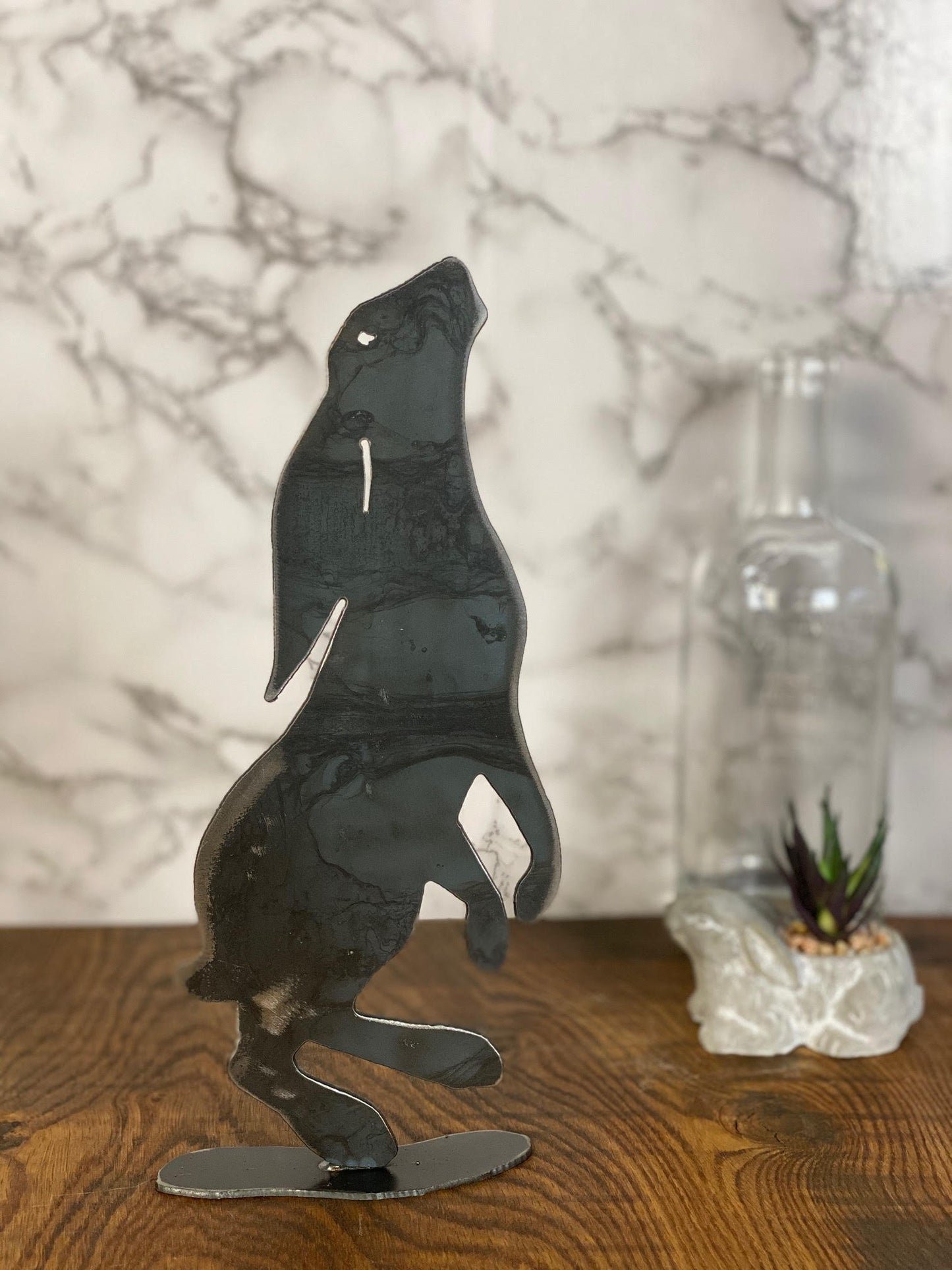 Moon Hare Rabbit Wildlife Brushed Steel Metal Art Home  Interior Design Presen image 2