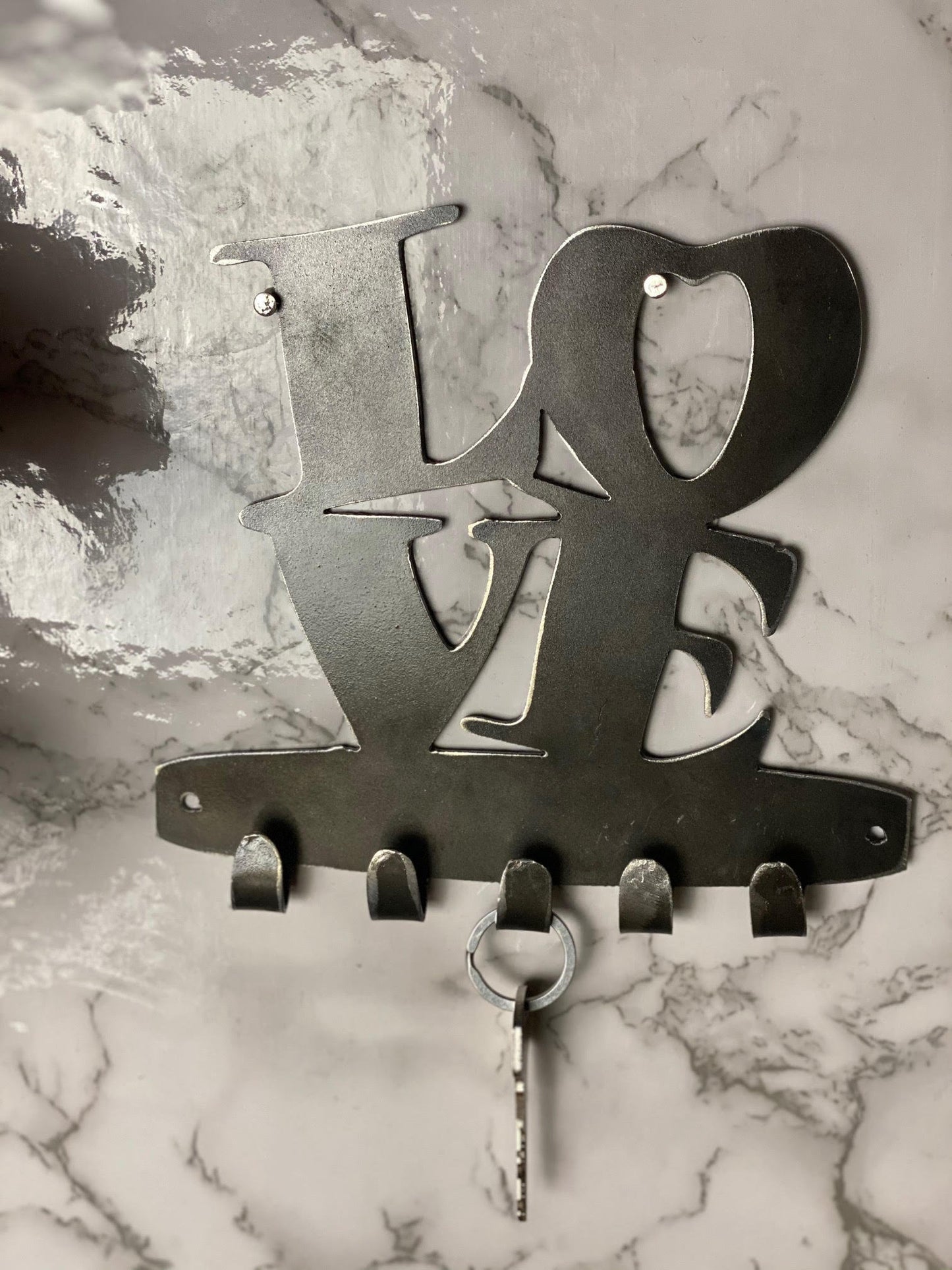 LOVE Love Home Sweet Home Hearts Key Hook Key Rack Brushed Steel Home Design P image 3