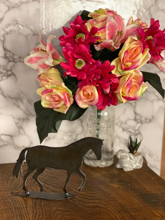 Horse Pony Equine Equestrian Stables Brushed Steel Art Home Interior Design Pr image 0